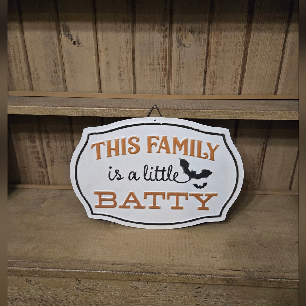 Red Shed Halloween Tin Sign- This Family is a Little Batty